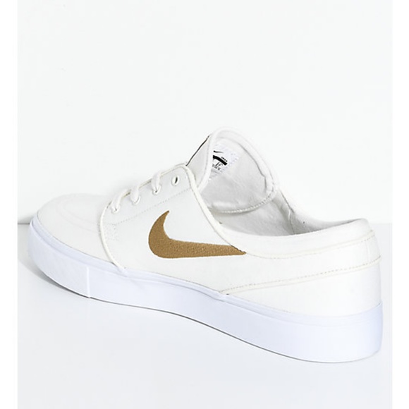 nike sb janoski white sail & golden beige canvas skate shoes